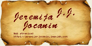 Jeremija Jočanin vizit kartica